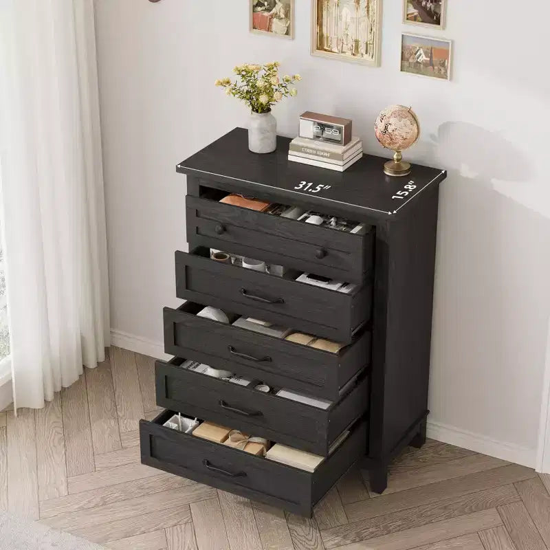 41.3" Tall 5-Drawer Vertical Dresser – Farmhouse Wood Storage Chest