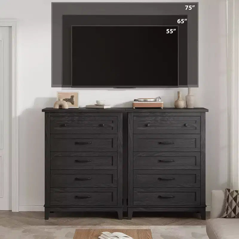 41.3" Tall 5-Drawer Vertical Dresser – Farmhouse Wood Storage Chest