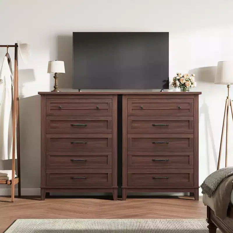 41.3" Tall 5-Drawer Vertical Dresser – Farmhouse Wood Storage Chest