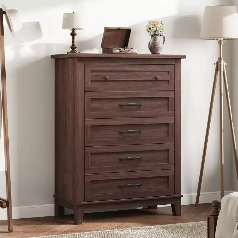 41.3" Tall 5-Drawer Vertical Dresser – Farmhouse Wood Storage Chest