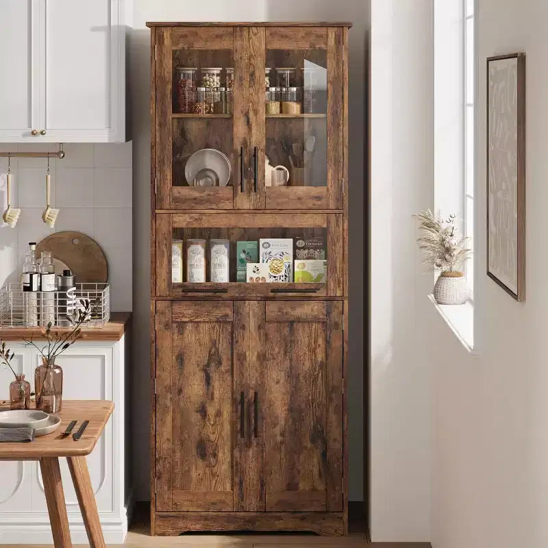 Tall Freestanding Bathroom Floor Cabinet with Doors & Adjustable Shelves – Grey