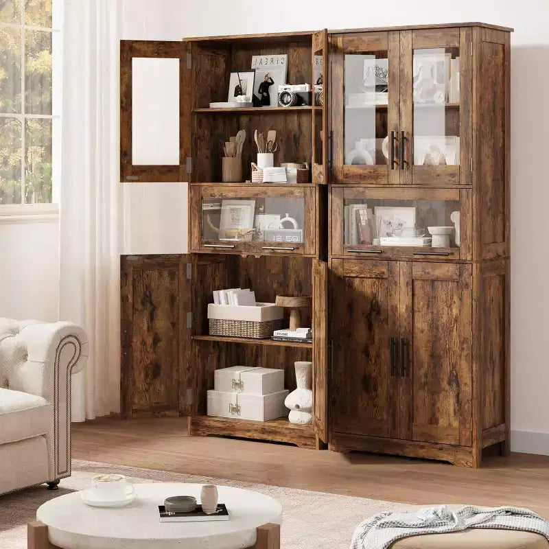 Tall Freestanding Bathroom Floor Cabinet with Doors & Adjustable Shelves – Grey