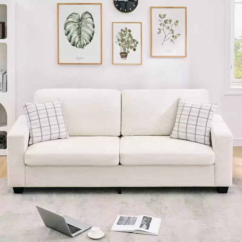 83" Corduroy Cloud Couch – Deep Seat, Wide Armrests, Modern Upholstered Sofa