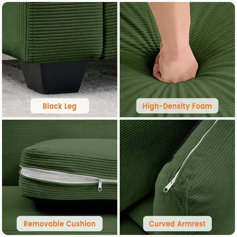 83" Corduroy Cloud Couch – Deep Seat, Wide Armrests, Modern Upholstered Sofa
