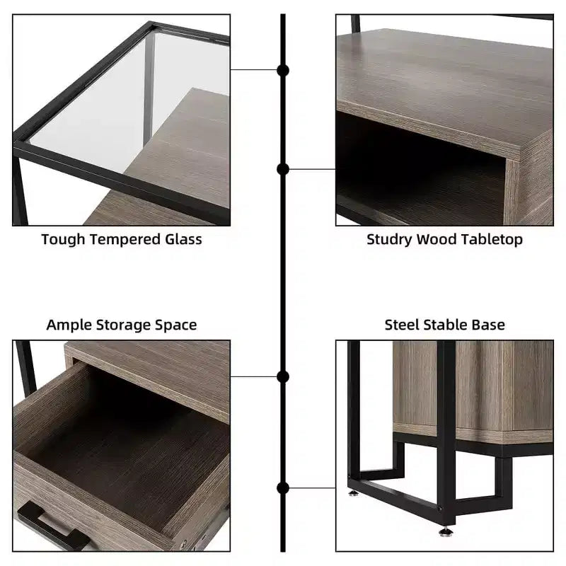 Black 5-Tier Kitchen Baker's Rack with Glass Doors, Drawer & Casters