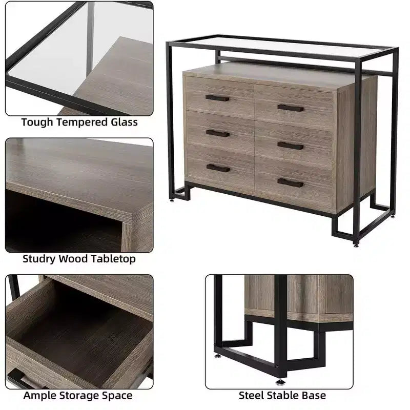 Black 5-Tier Kitchen Baker's Rack with Glass Doors, Drawer & Casters
