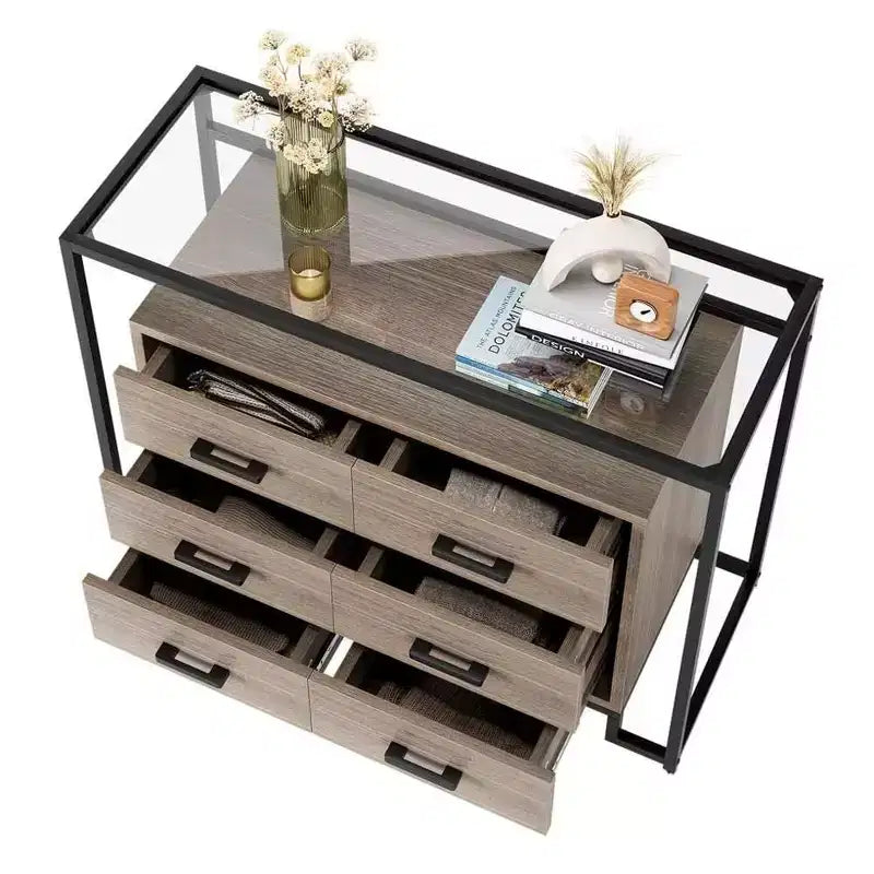Black 5-Tier Kitchen Baker's Rack with Glass Doors, Drawer & Casters