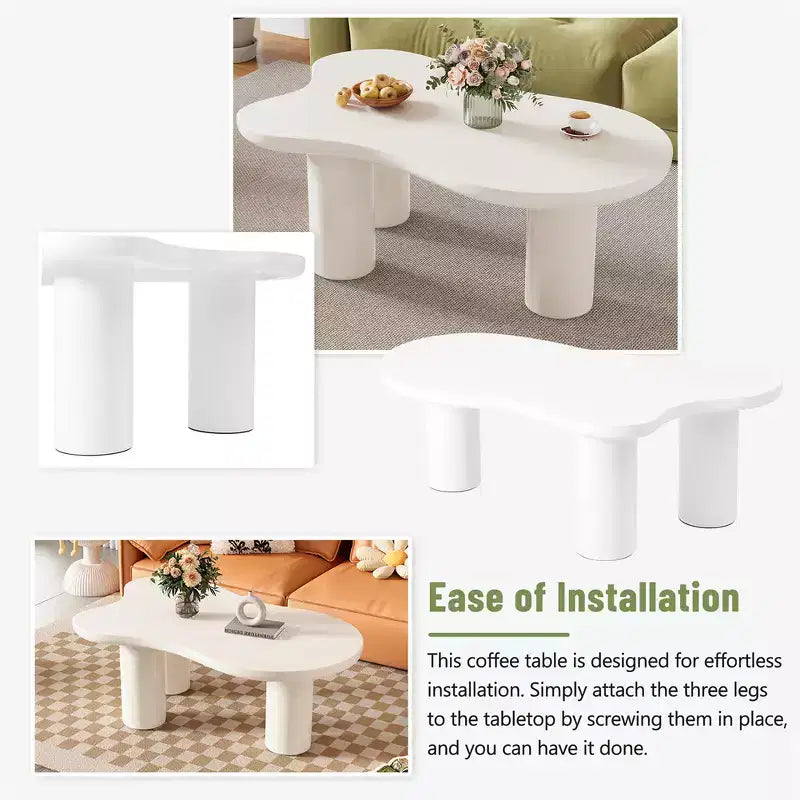Black / White Cloud Shape 3-Leg Coffee Table