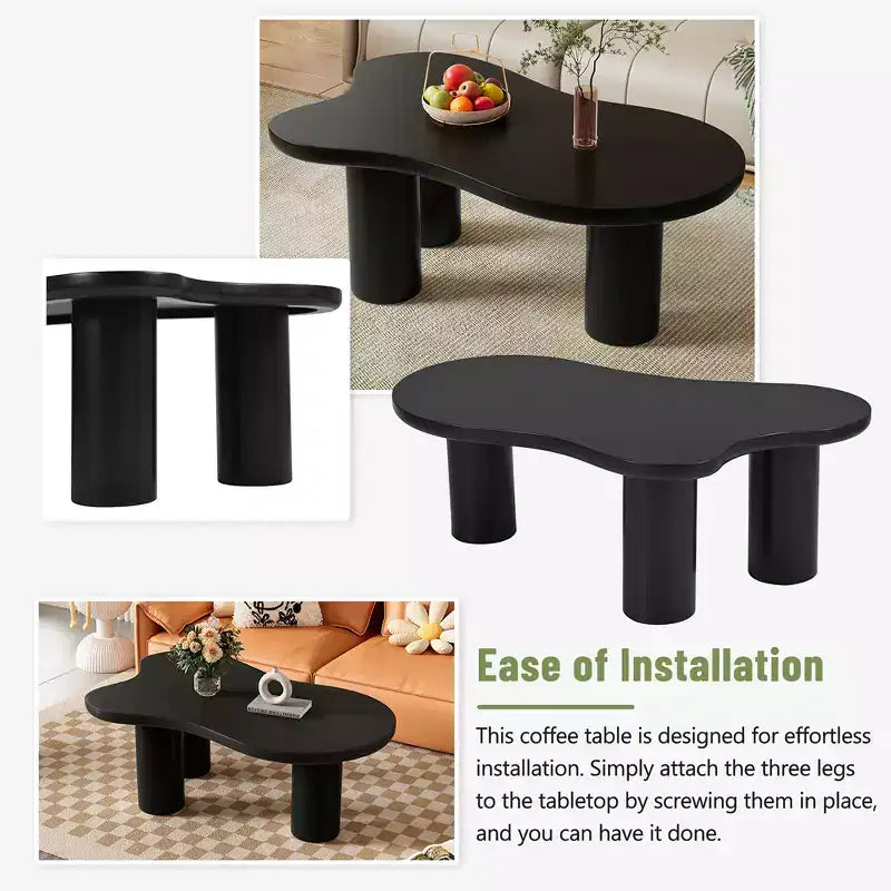 Black / White Cloud Shape 3-Leg Coffee Table