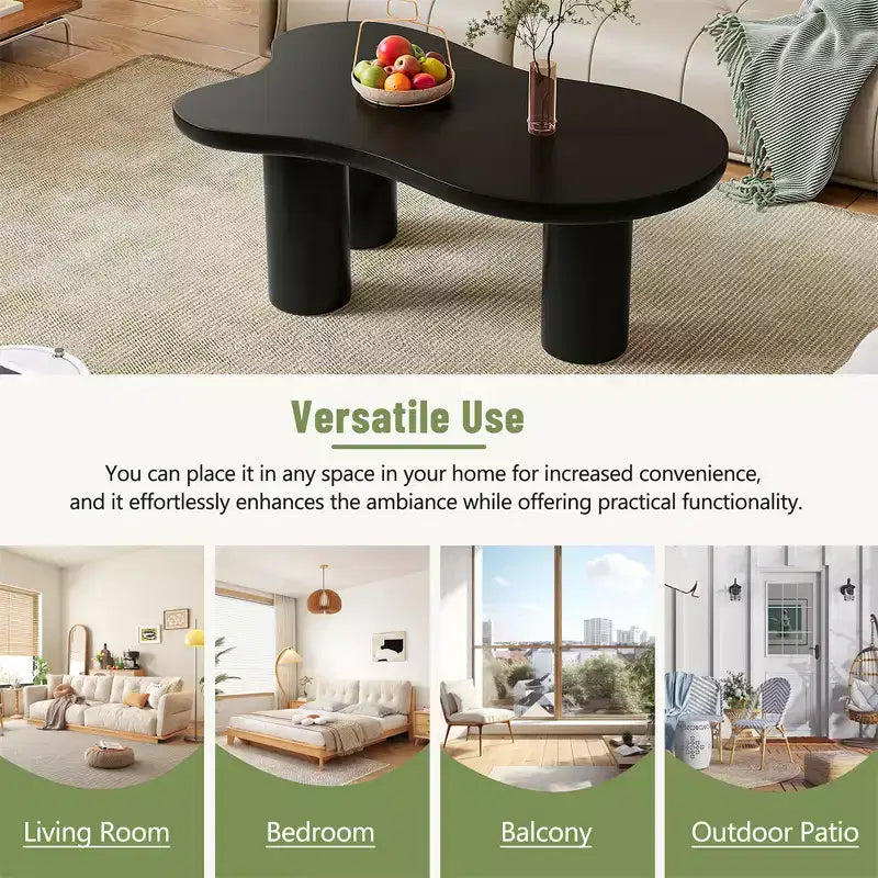 Black / White Cloud Shape 3-Leg Coffee Table