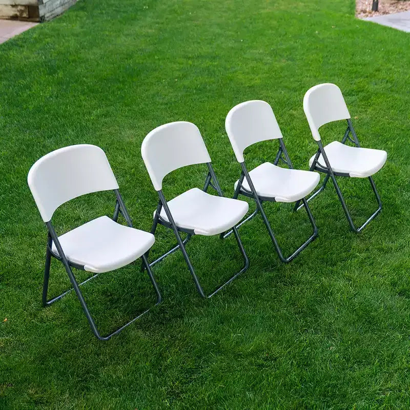 Light Commercial Loop Leg Folding Chair – 4-Pack, White, Indoor/Outdoor