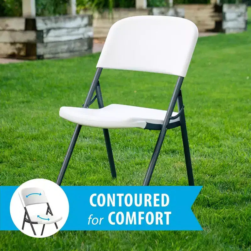 Light Commercial Loop Leg Folding Chair – 4-Pack, White, Indoor/Outdoor