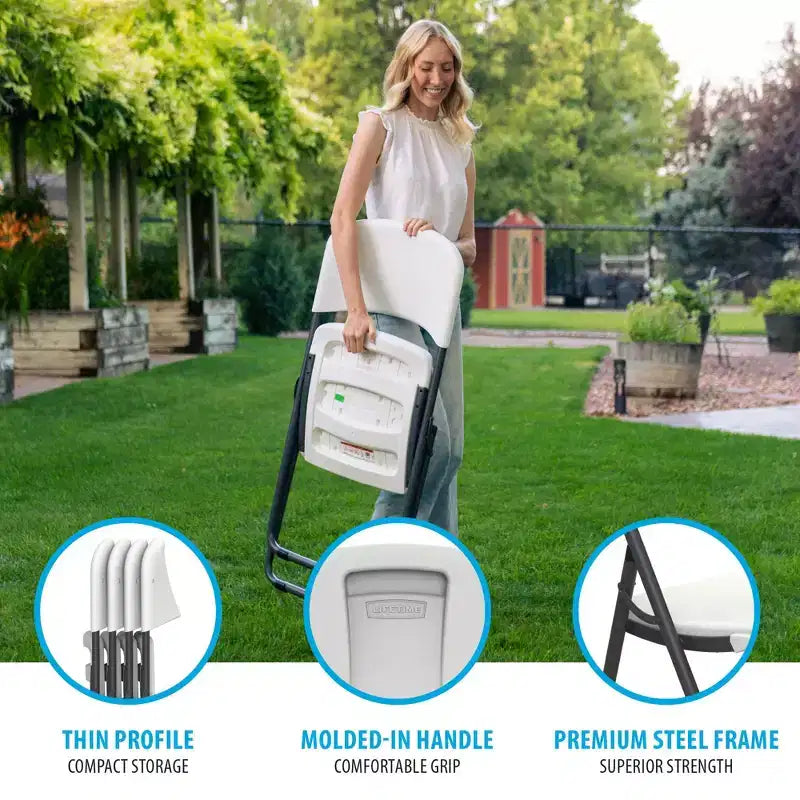 Light Commercial Loop Leg Folding Chair – 4-Pack, White, Indoor/Outdoor