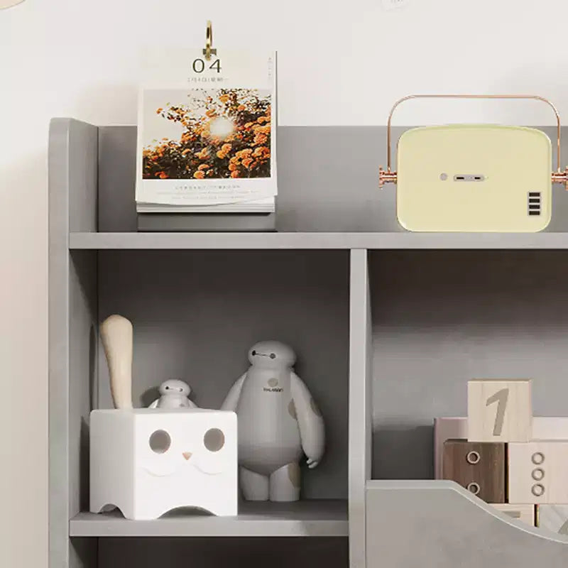 Grey/White/Retro Color 3-Tier 5-Cube Kids Bookshelf & Toy Storage for 1 Child