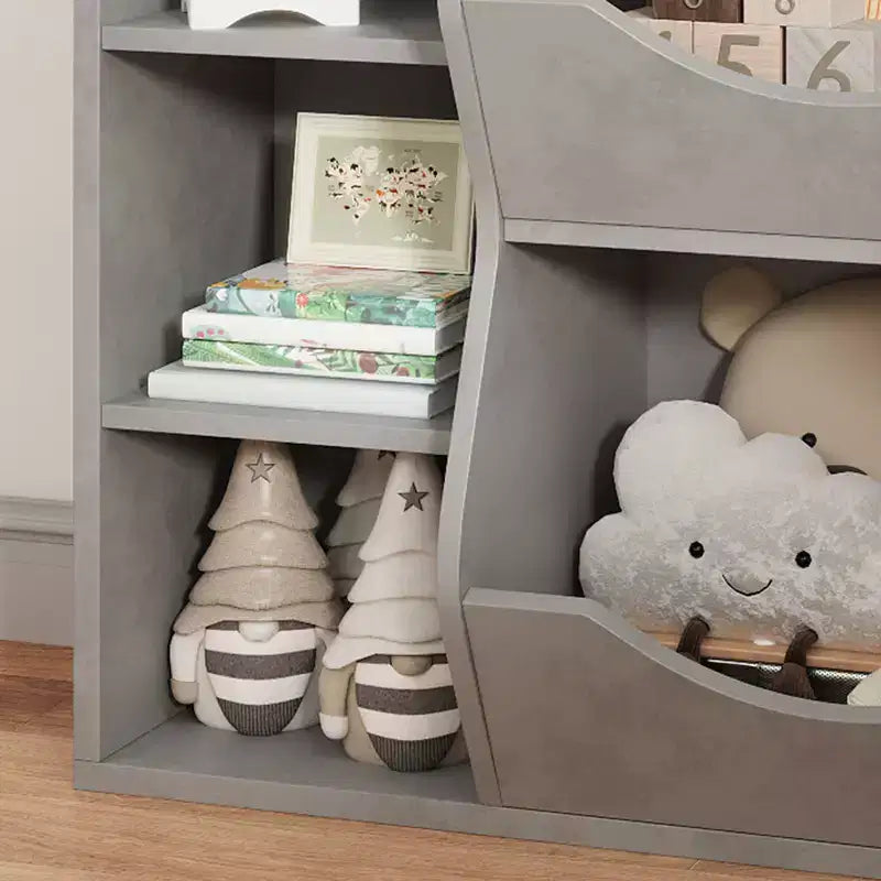 Grey/White/Retro Color 3-Tier 5-Cube Kids Bookshelf & Toy Storage for 1 Child