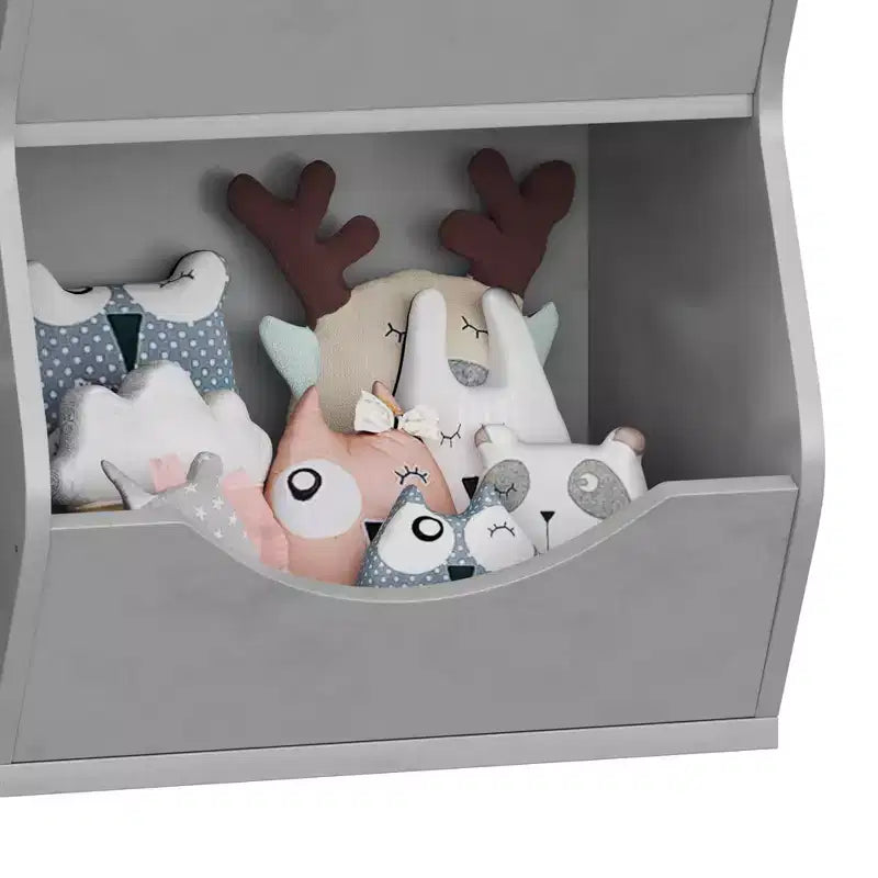 Grey/White/Retro Color 3-Tier 5-Cube Kids Bookshelf & Toy Storage for 1 Child