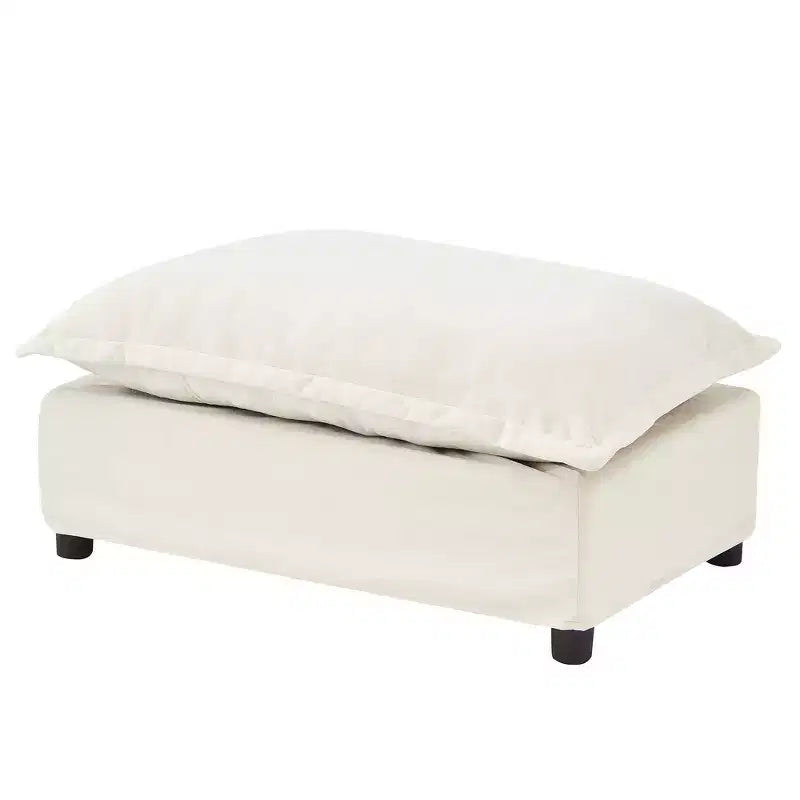 Chenille Armchair with Movable Ottoman, Wide Seat, Curved Armrests & Soft Pillows