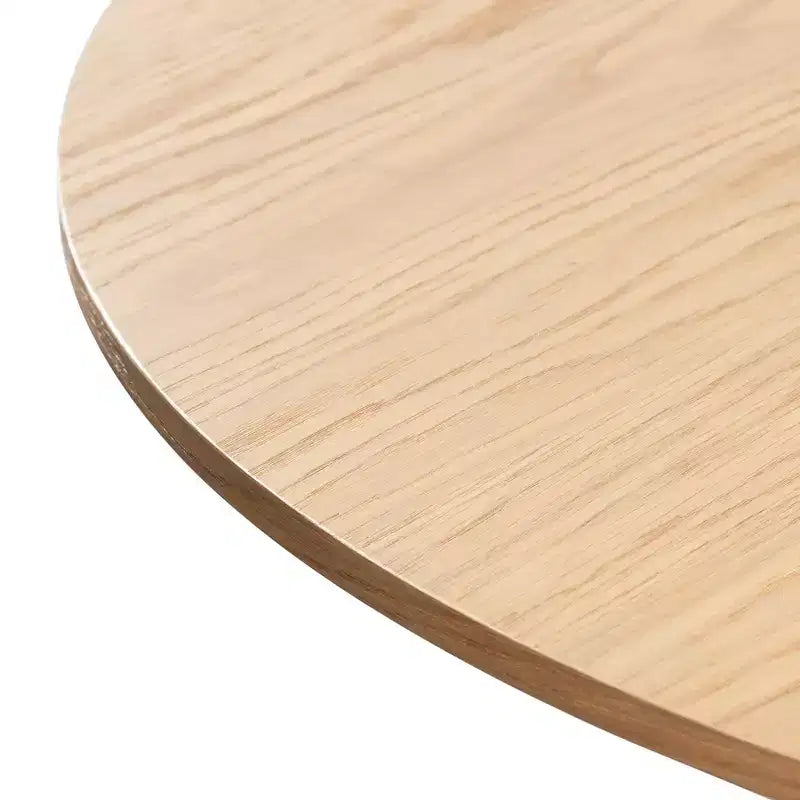 46" Round Farmhouse Dining Table – Solid Wood, Rattan Woven Legs, Seats 4