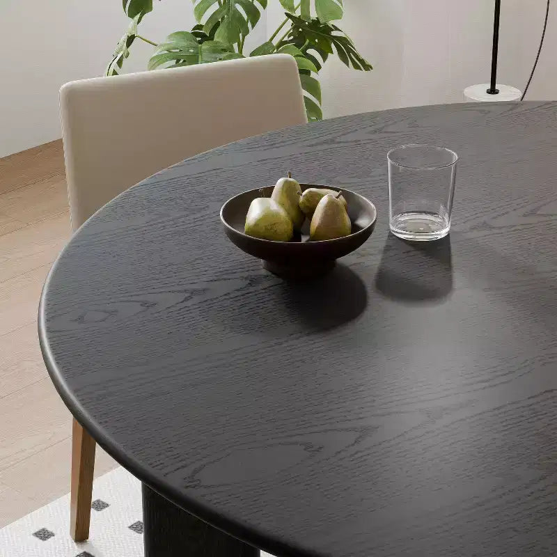 42" Black Round Farmhouse Dining Table – Solid Wood, Seats 4, Modern Style