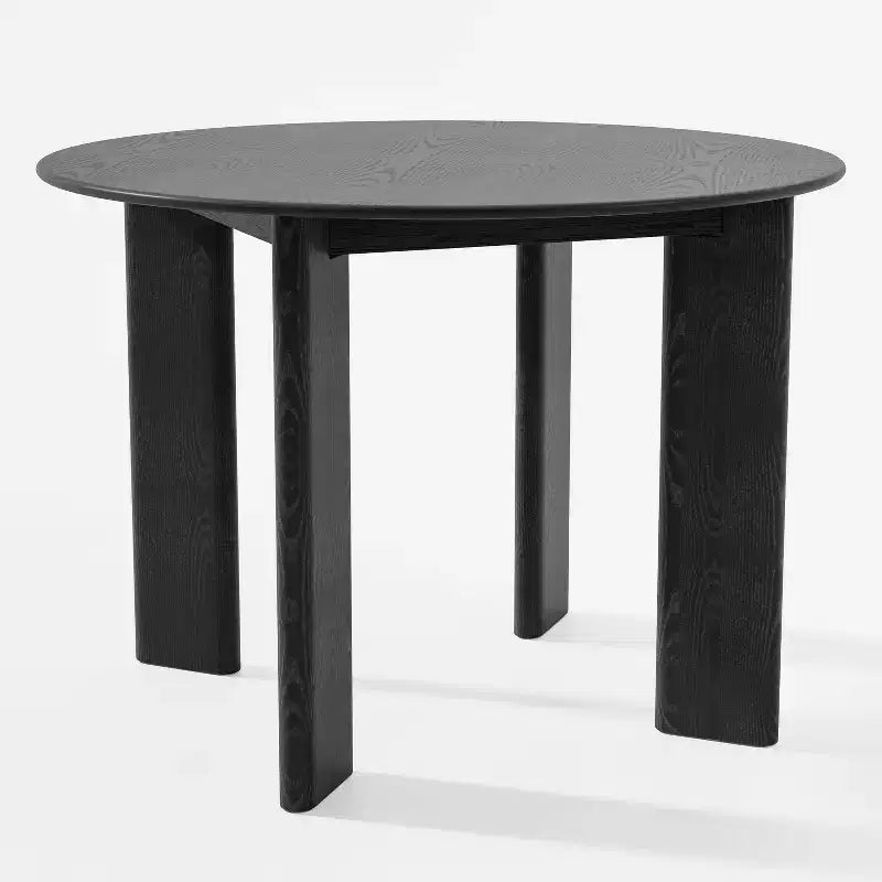 42" Black Round Farmhouse Dining Table – Solid Wood, Seats 4, Modern Style