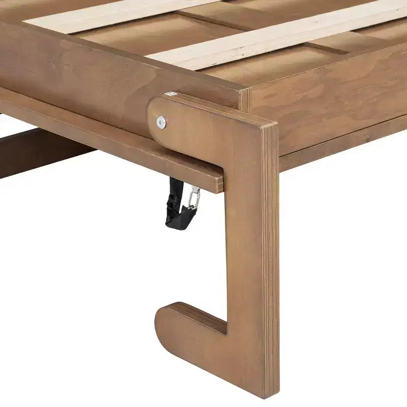 Wood Twin Murphy Bed with Charging Station, Storage Cabinets & Drawer