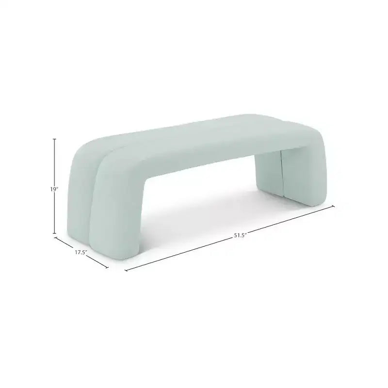 Arc Mint Vegan Leather Bench – Deep Channel Tufted, Contemporary Design