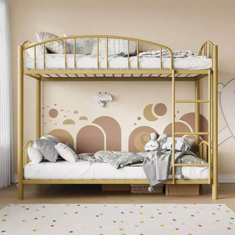 Black/Gold/Gray/Pink/White Metal Twin Over Twin Bunk Bed, 2-Person
