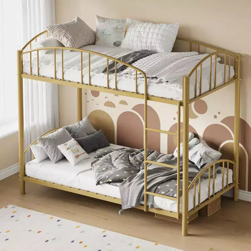 Black/Gold/Gray/Pink/White Metal Twin Over Twin Bunk Bed, 2-Person