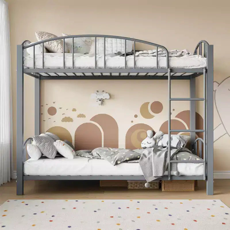Black/Gold/Gray/Pink/White Metal Twin Over Twin Bunk Bed, 2-Person