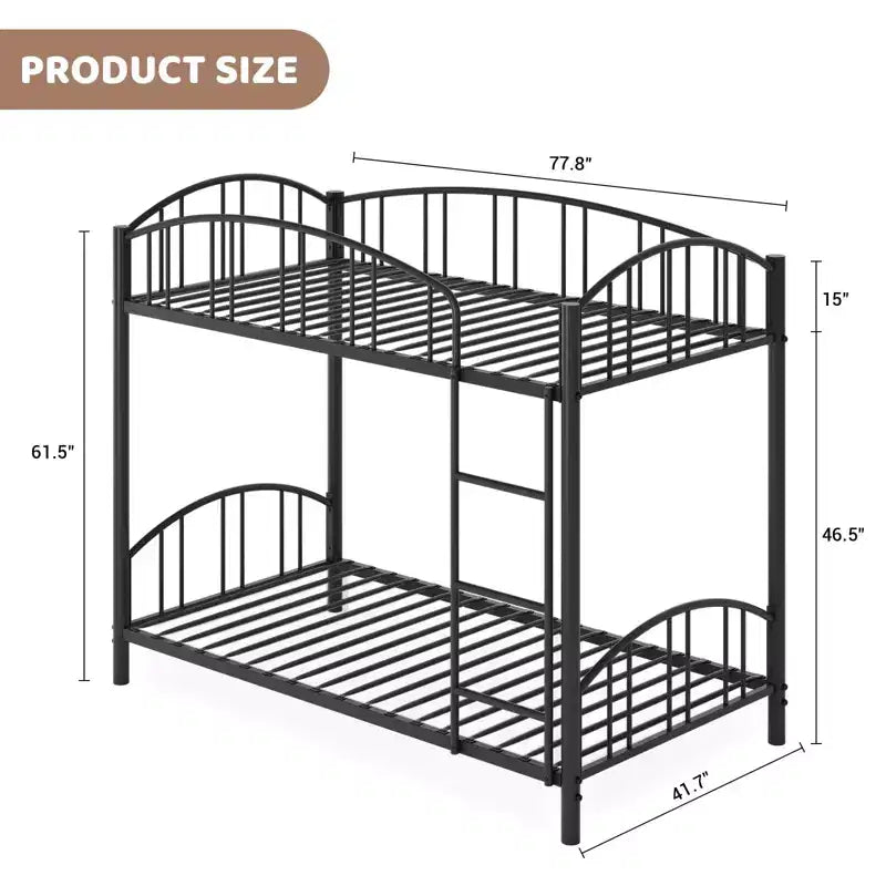Black/Gold/Gray/Pink/White Metal Twin Over Twin Bunk Bed, 2-Person
