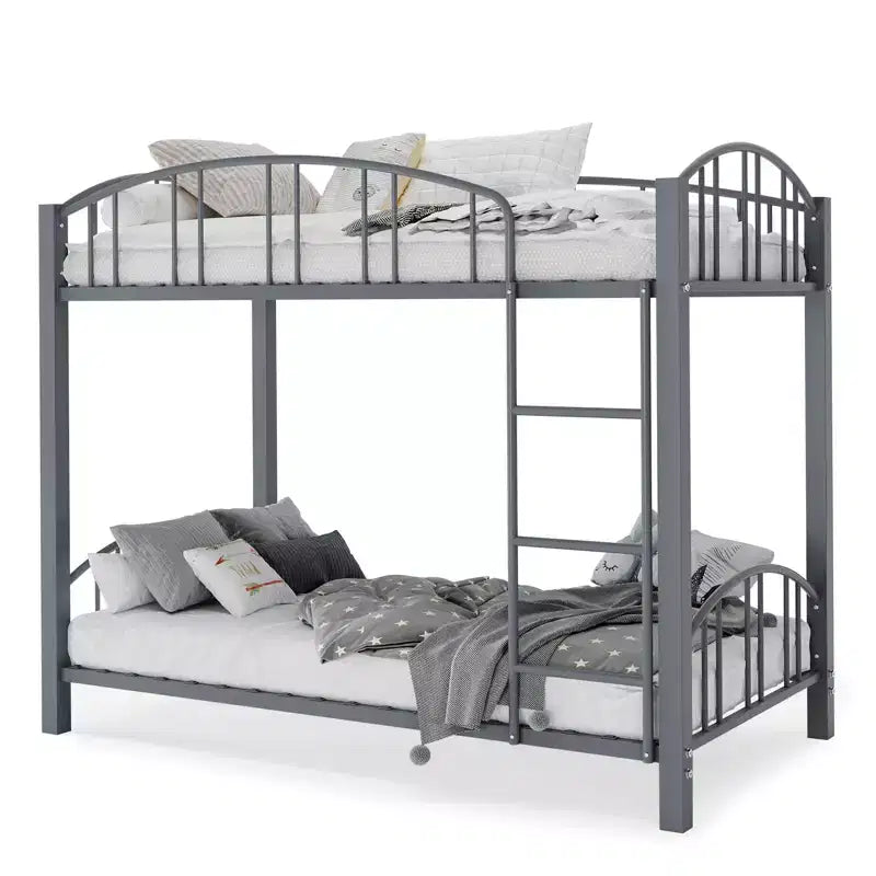Black/Gold/Gray/Pink/White Metal Twin Over Twin Bunk Bed, 2-Person