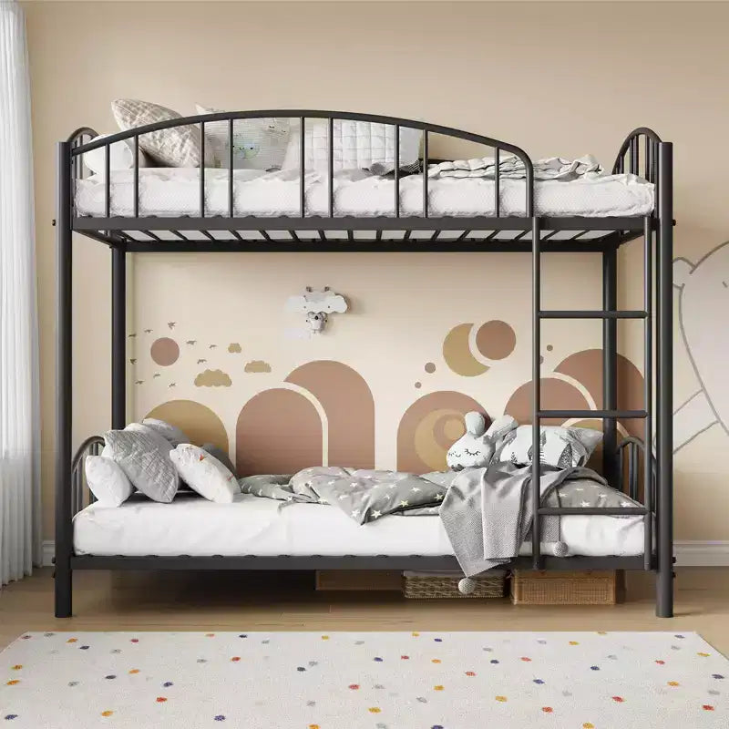 Black/Gold/Gray/Pink/White Metal Twin Over Twin Bunk Bed, 2-Person