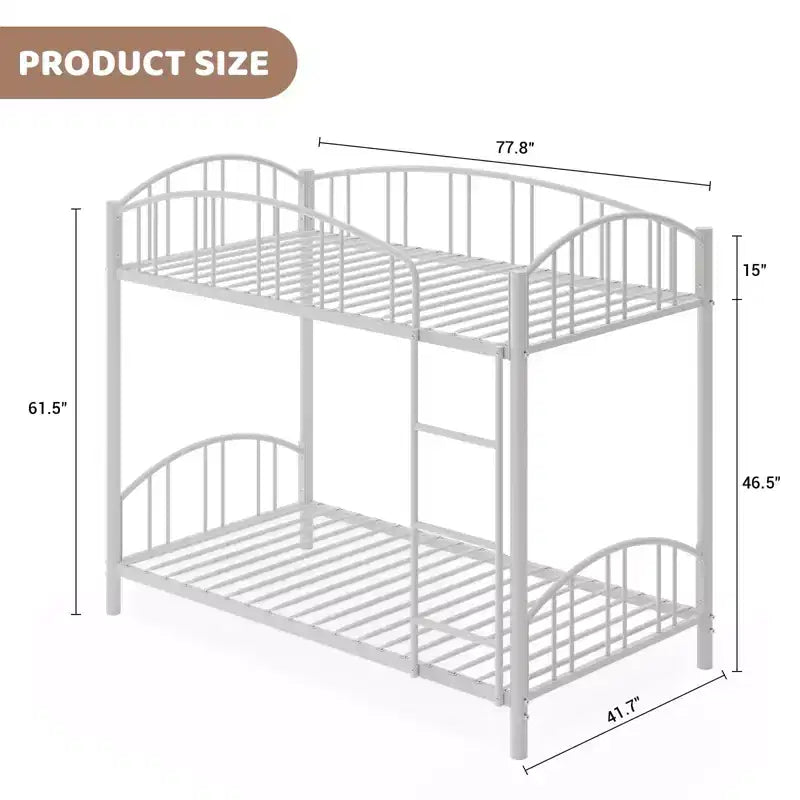 Black/Gold/Gray/Pink/White Metal Twin Over Twin Bunk Bed, 2-Person