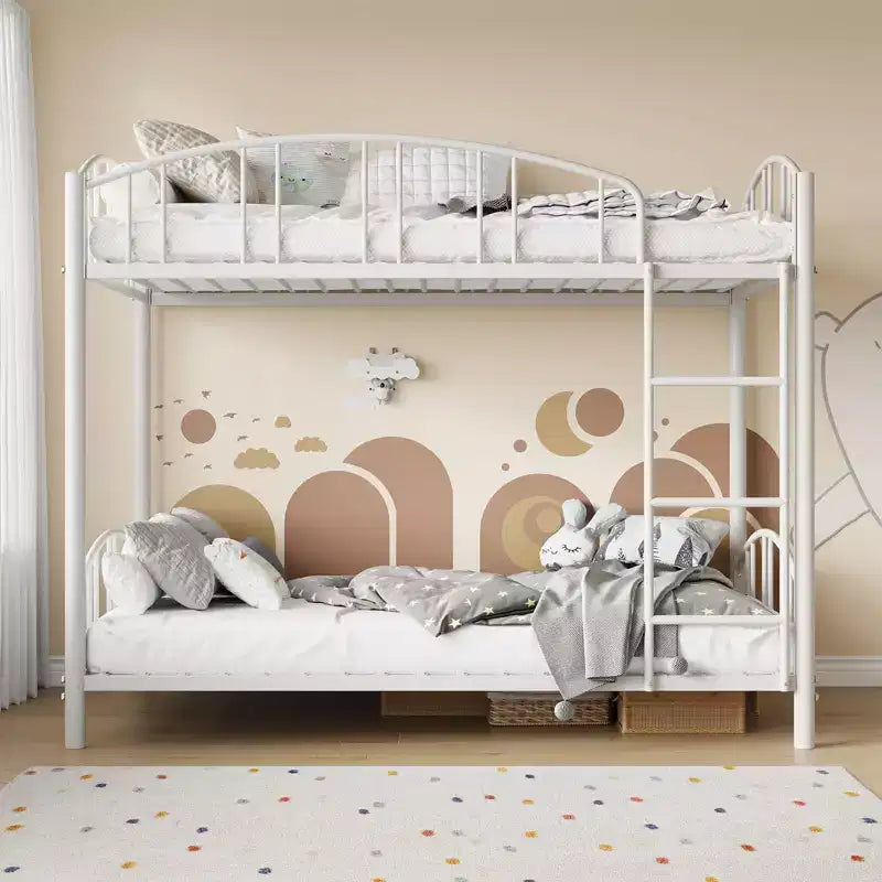 Black/Gold/Gray/Pink/White Metal Twin Over Twin Bunk Bed, 2-Person