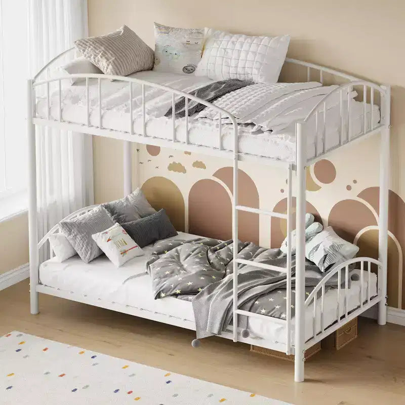 Black/Gold/Gray/Pink/White Metal Twin Over Twin Bunk Bed, 2-Person