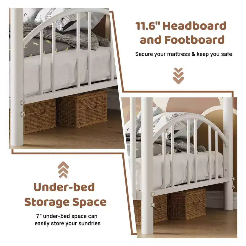 Black/Gold/Gray/Pink/White Metal Twin Over Twin Bunk Bed, 2-Person