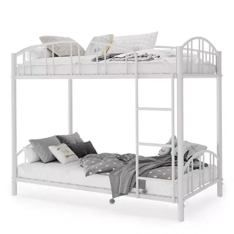 Black/Gold/Gray/Pink/White Metal Twin Over Twin Bunk Bed, 2-Person