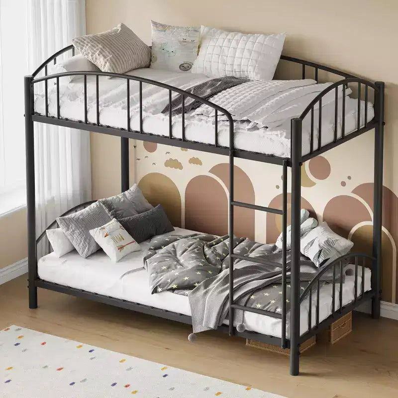 Black/Gold/Gray/Pink/White Metal Twin Over Twin Bunk Bed, 2-Person