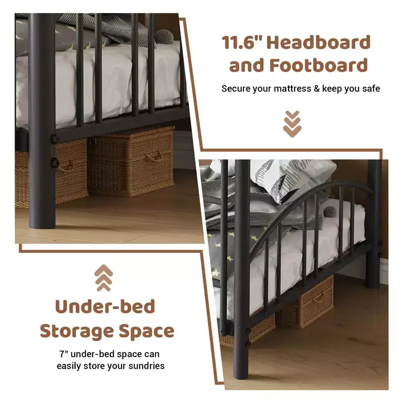 Black/Gold/Gray/Pink/White Metal Twin Over Twin Bunk Bed, 2-Person