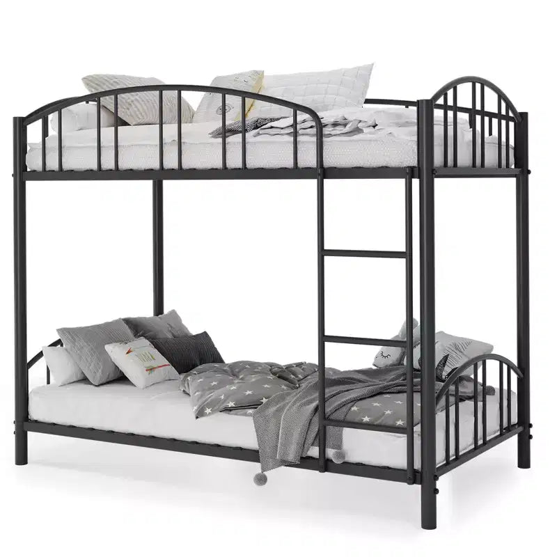 Black/Gold/Gray/Pink/White Metal Twin Over Twin Bunk Bed, 2-Person