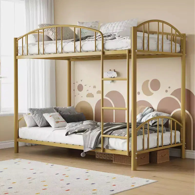 Black/Gold/Gray/Pink/White Metal Twin Over Twin Bunk Bed, 2-Person