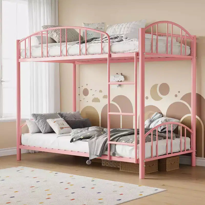 Black/Gold/Gray/Pink/White Metal Twin Over Twin Bunk Bed, 2-Person