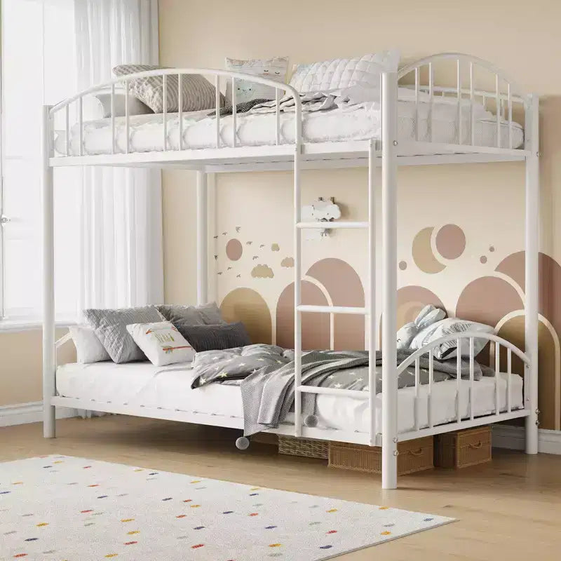 Black/Gold/Gray/Pink/White Metal Twin Over Twin Bunk Bed, 2-Person
