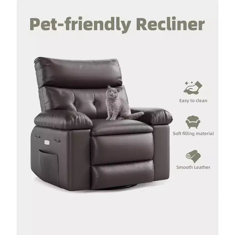 Beige / Dark Brown / Gray / Retro Color Power Lift Recliner Chair – Swivel & Rocker, 1-Seat