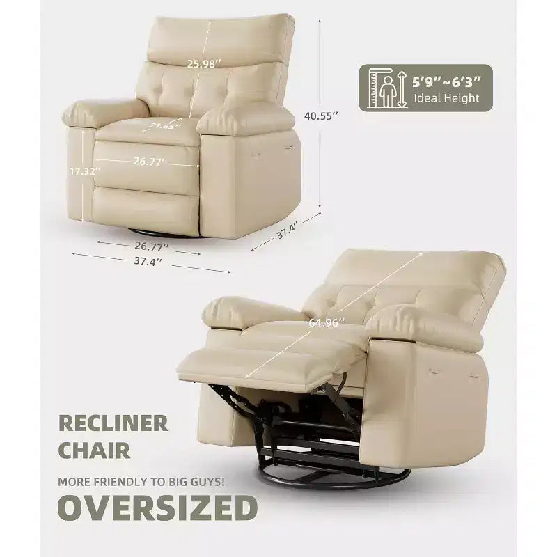 Beige / Dark Brown / Gray / Retro Color Power Lift Recliner Chair – Swivel & Rocker, 1-Seat