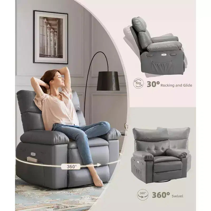 Beige / Dark Brown / Gray / Retro Color Power Lift Recliner Chair – Swivel & Rocker, 1-Seat