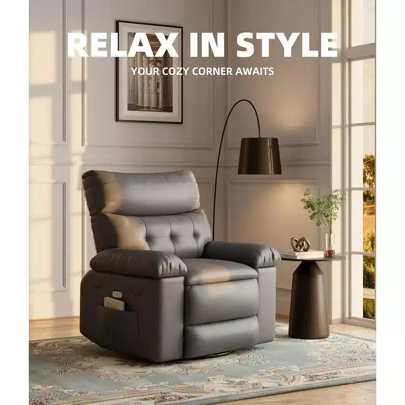 Beige / Dark Brown / Gray / Retro Color Power Lift Recliner Chair – Swivel & Rocker, 1-Seat