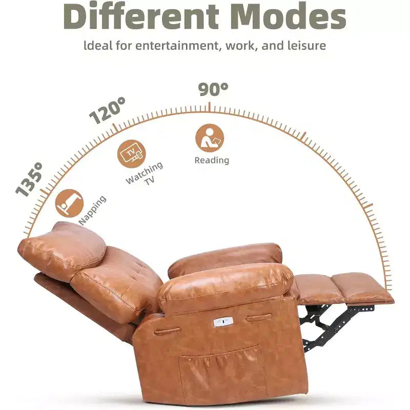 Beige / Dark Brown / Gray / Retro Color Power Lift Recliner Chair – Swivel & Rocker, 1-Seat