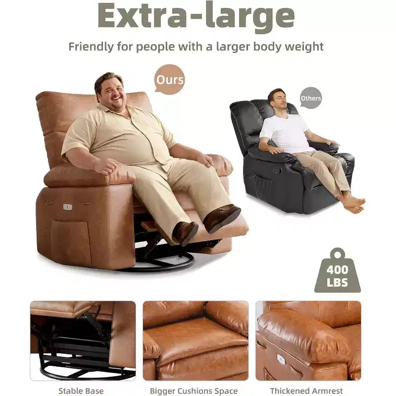 Beige / Dark Brown / Gray / Retro Color Power Lift Recliner Chair – Swivel & Rocker, 1-Seat