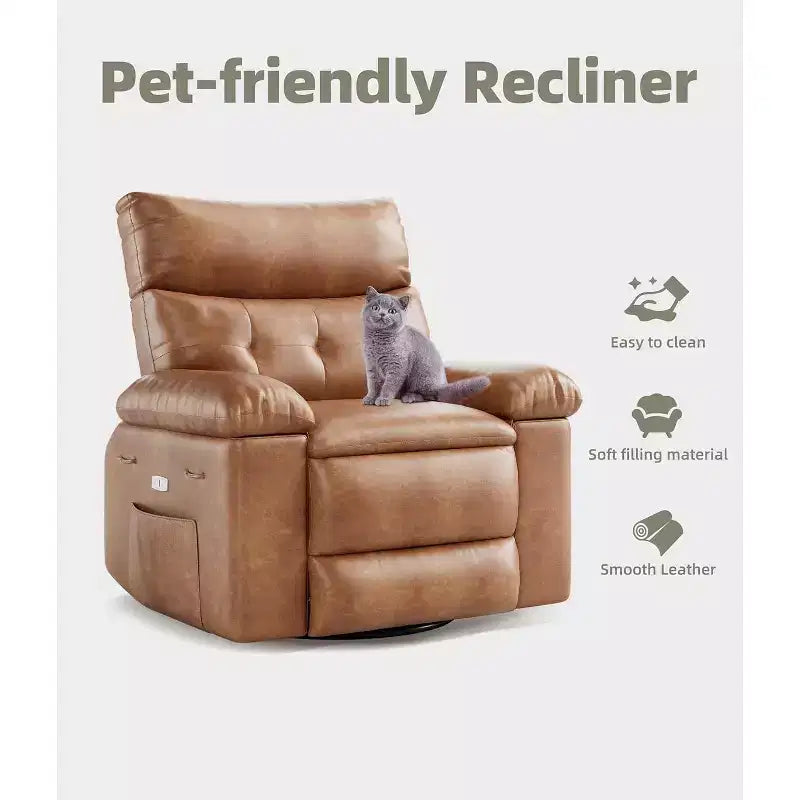 Beige / Dark Brown / Gray / Retro Color Power Lift Recliner Chair – Swivel & Rocker, 1-Seat